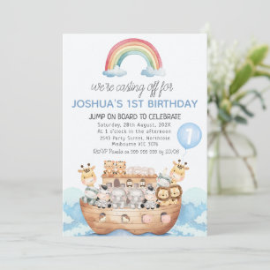 Regenboog veelkleurige Noah's Ark Boys 1st Birthda Kaart