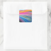 Regenboog veer pastel patroon vierkante sticker (Tas)