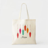 Regenboog Veer Roze & Sinaasappel Boho Monogrammed Tote Bag (Voorkant)
