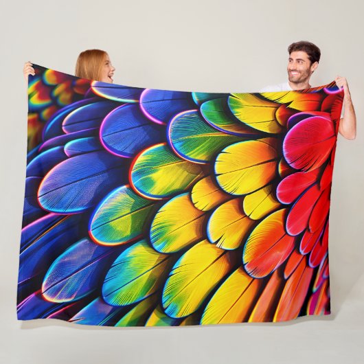 Regenboog veer schubben luxe fleece deken v (In situ)