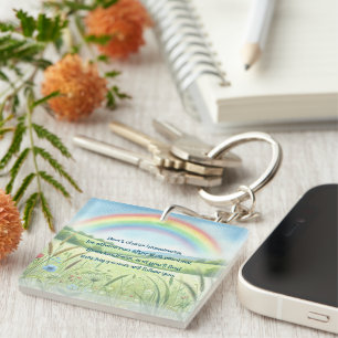 Regenboog / Veld & Quote Sleutelhanger