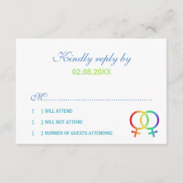 Regenboog Venus Symbolen Lesbische bruiloft RSVP Kaartje
