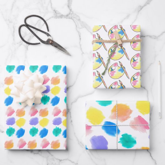 Regenboog Verf en Sip Verjaardagsfeestje Inpakpapier Vel (Voorkant)