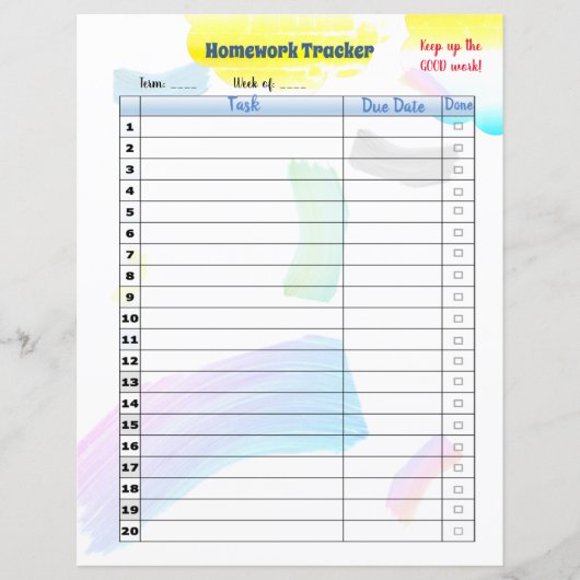 Regenboog Verf Student Huiswerk tracker (Voorkant)