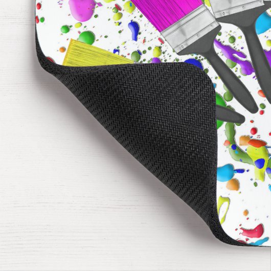 Regenboog verfborstels op Spletters Muismat (Hoek)