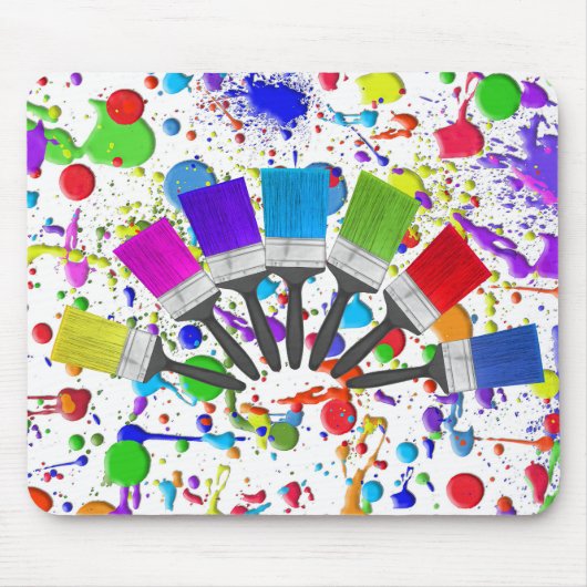 Regenboog verfborstels op Spletters Muismat (Voorkant)
