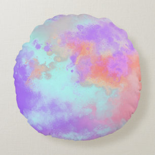 Regenboog Verfspatten-effect Lila Roze Oranje Rond Kussen