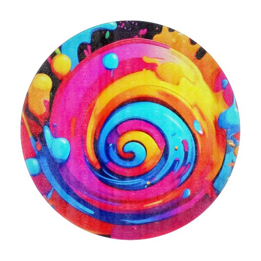 Regenboog Verfspatten Snijplank (Voorkant)