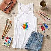Regenboog Verfspatten Tanktop