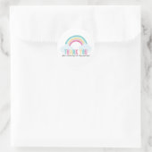 Regenboog verjaardag bedankt sticker (Tas)