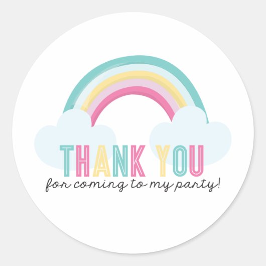 Regenboog verjaardag bedankt sticker (Voorkant)