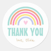 Regenboog Verjaardag Dank u Party Favor Ronde Sticker (Voorkant)