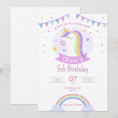 Regenboog Verjaardag Uitnodiging voor Meisjes Boho (Voorkant / Achterkant)