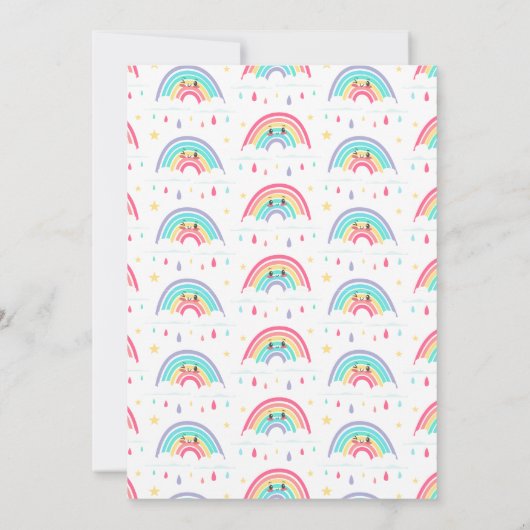 Regenboog Verjaardag Uitnodiging voor Meisjes Boho (Achterkant)