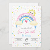 Regenboog Verjaardag Uitnodiging voor Meisjes Boho (Voorkant / Achterkant)