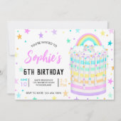 Regenboog Verjaardagsfeest voor Meisjes 6e Verjaar Kaart (Voorkant)