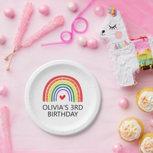 Regenboog Verjaardagsfeestje Borden Papieren Bordje