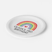 Regenboog Verjaardagsfeestje Borden Papieren Bordje (Gekanteld)