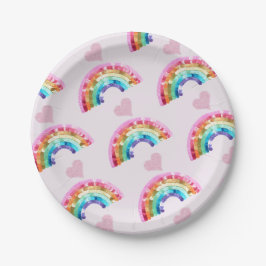 Regenboog Verjaardagsfeestje Papieren Bordje