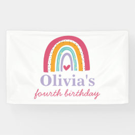 Regenboog verjaardagsfeestje spandoek