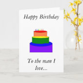 regenboog verjaardagstaart, Gelukkige Verjaardag,  Kaart (Gele Bloem)