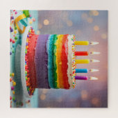 Regenboog Verjaardagstaart Legpuzzel (Horizontaal)