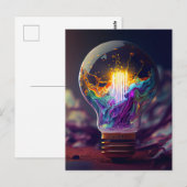 Regenboog verlichte gloeilamp briefkaart (Voorkant / Achterkant)