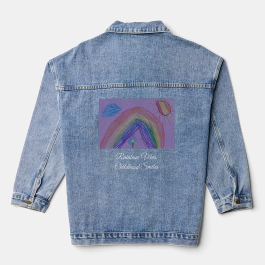 Regenboog Vibes, Jeugd Glimlacht Denim Jas Jacket (Achterkant)