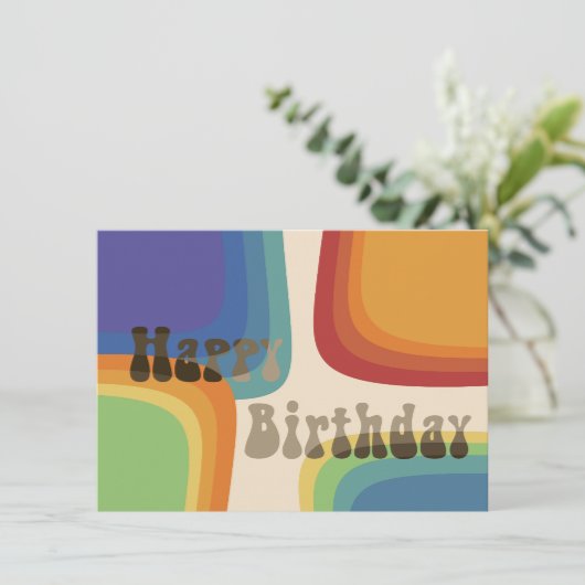 Regenboog vierkant 70s kaart (Staand voorkant)