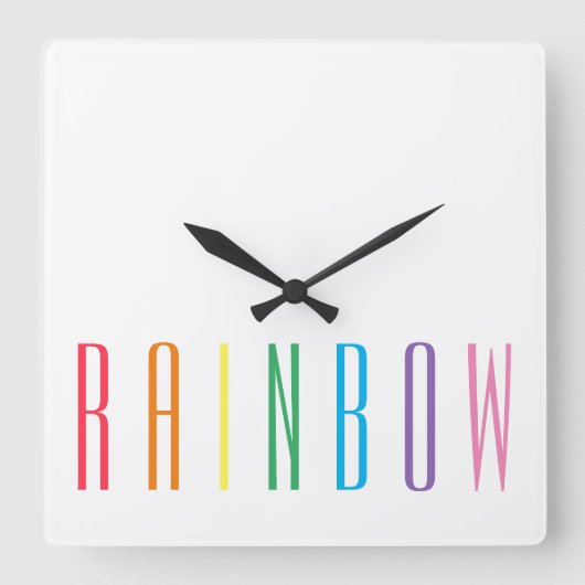 REGENBOOG Vierkante Wandklok (Voorkant)