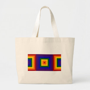 Regenboog Vierkanten Grote Tote Bag