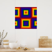 Regenboog Vierkanten Patroon Poster (Keuken)