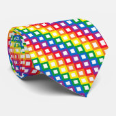 Regenboog Vierkanten Stropdas (Opgerold)