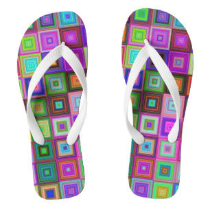 regenboog vierkanten volwassenen slippers teenslippers