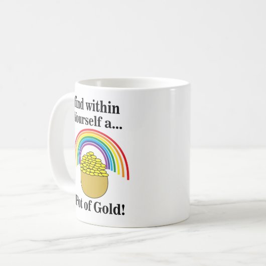 Regenboog vind in jezelf een pot goud koffiemok (Voorkant links)