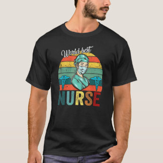 Regenboog Vintage Zonsondergang Beste Verpleegster T-shirt