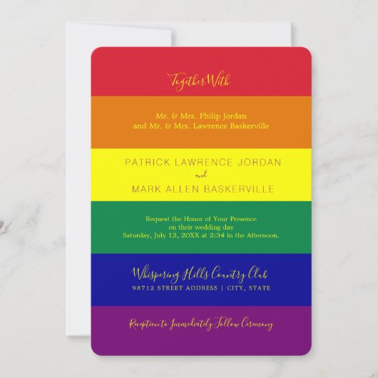 Regenboog Vlag Bruiloft Kaart (Voorkant)