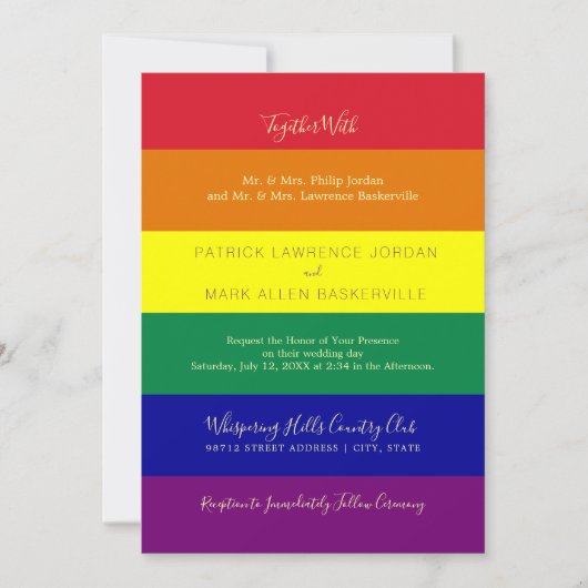 Regenboog Vlag Bruiloft Kaart (Voorkant)