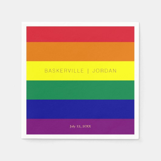 Regenboog Vlag Bruiloft Servet (Voorkant)