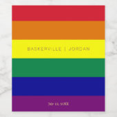 Regenboog Vlag Bruiloft Wijn Etiket (Enkel label)