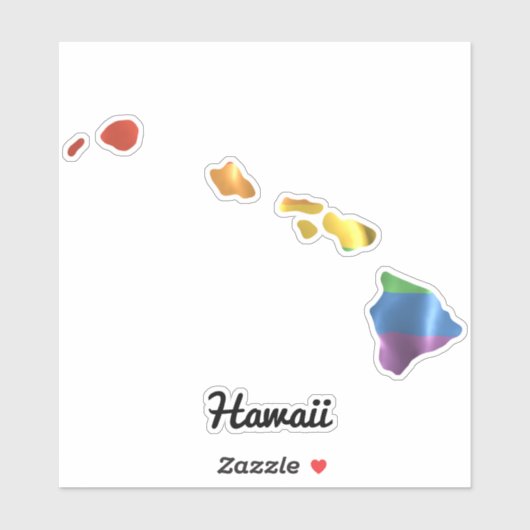 Regenboog Vlag Hawaï HI State Outline Sticker (Vel)