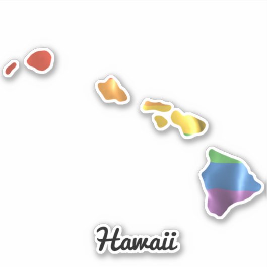 Regenboog Vlag Hawaï HI State Outline Sticker (Voorkant)