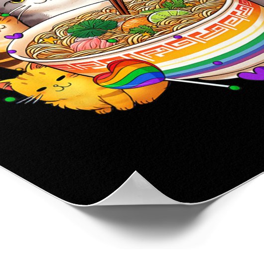 Regenboog Vlag Katten Ramen Anime Gay Pride Maand Poster (Hoek)