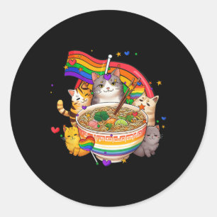 Regenboog Vlag Katten Ramen Anime Gay Pride Maand  Ronde Sticker