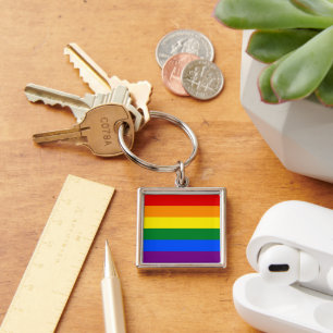 REGENBOOG VLAG - STREPEN - LGBT kleuren Sleutelhanger