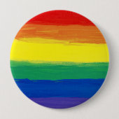 REGENBOOG VLAG VIERKANTE OLIEVERF RONDE BUTTON 4,0 CM (Voorkant)