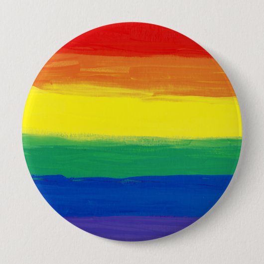 REGENBOOG VLAG VIERKANTE OLIEVERF RONDE BUTTON 4,0 CM (Voorkant)