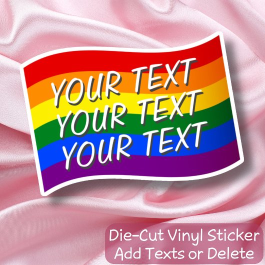 Regenboog Vlag Vliegende Gay Pride Aangepaste Teks Sticker