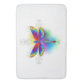 Regenboog Vlakke Libel Badmat (Voorkant Verticaal)