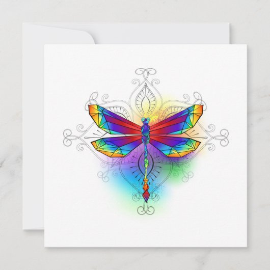 Regenboog Vlakke Libel Bedankkaart (Voorkant)